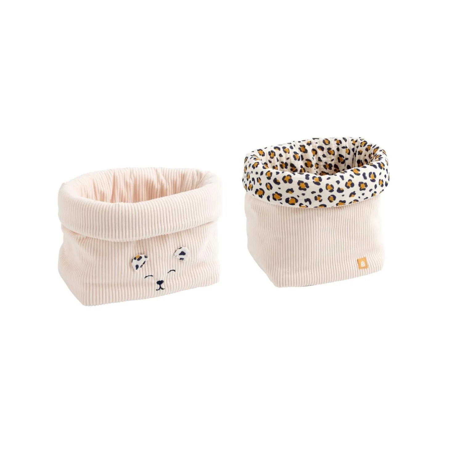 Sauthon Lot de 2 Panières Léopard Ecru/Noir/Caramel