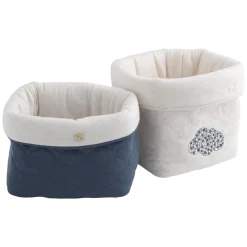 Sauthon                    Lot de 2 Panières Petit Nuage    Bleu Orage/Beige Chiné