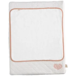 Sauthon                    Matelas à langer + Serviette Petit Coeur    Beige Chiné/Rose Poudré