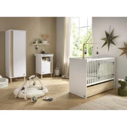 Sauthon Meuble à langer Paloma Blanc Neige/Chêne Strié Sépia/Hêtre Vernis