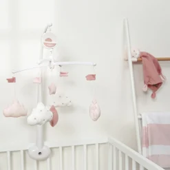 Sauthon                    Mobile musical Lily rose    Rose Poudré - Blanc