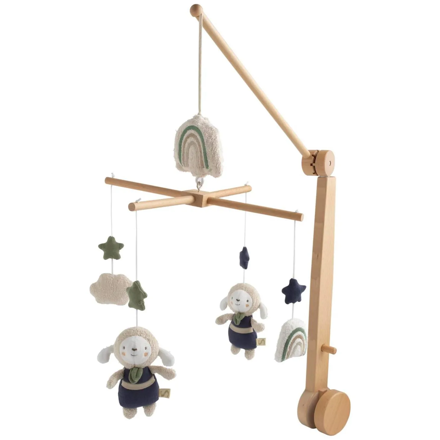 Sauthon Mobile Musical Petit Nuage Beige Chiné/Bleu Orage/Vert Olive