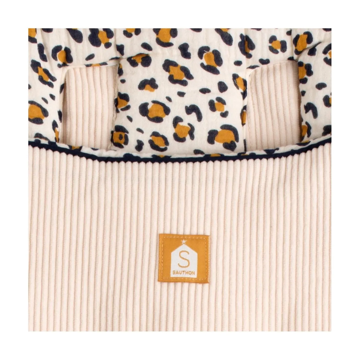Sauthon Nid d'ange 5 attaches Leopard Ecru/Noir/Caramel 0-6 mois