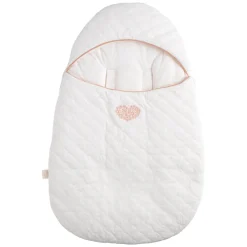 Sauthon                    Nid d'ange 5 attaches Petit Coeur    Beige Chiné/Rose Poudré            0-6 mois