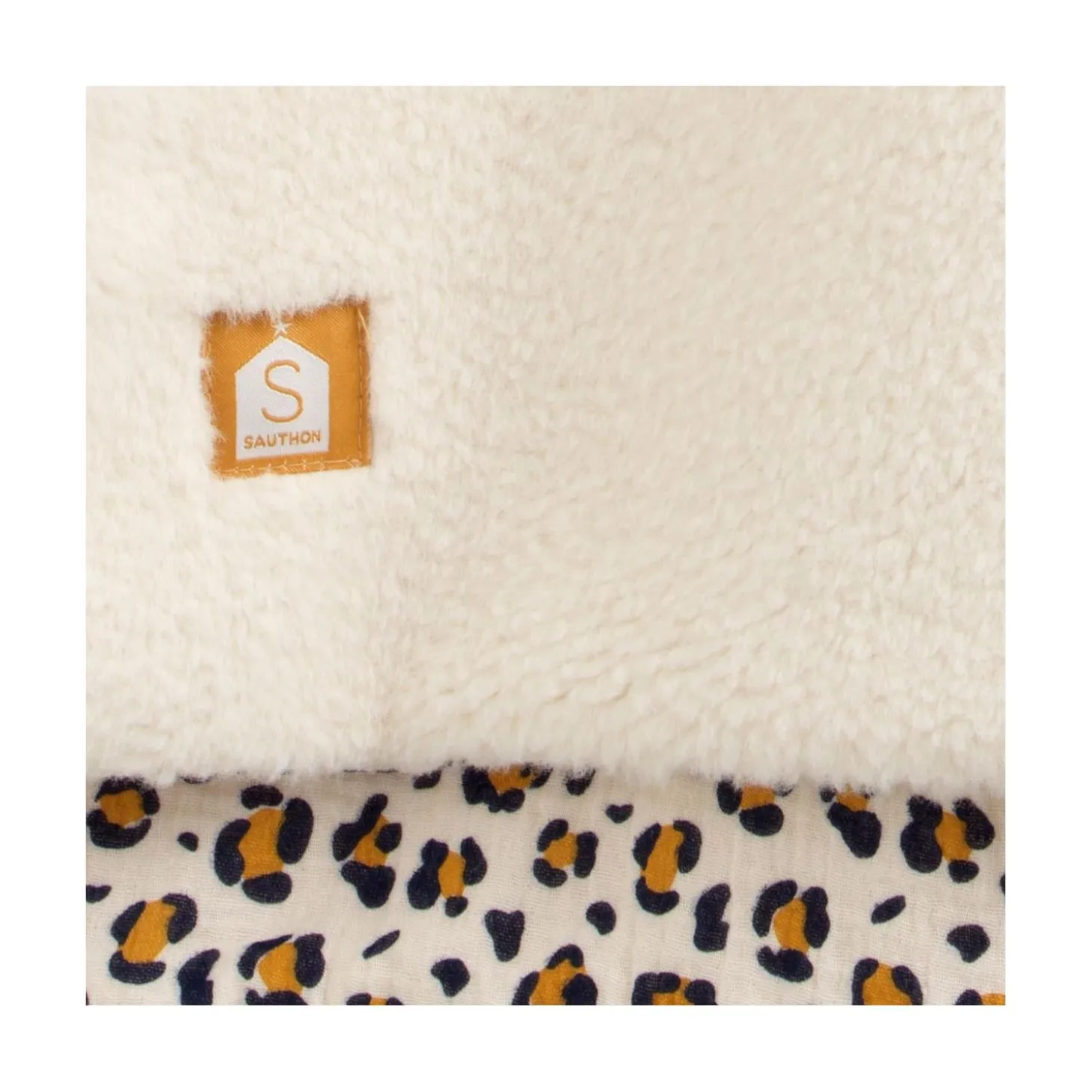Sauthon Poncho Chaud Léopard Ecru/Noir/Caramel