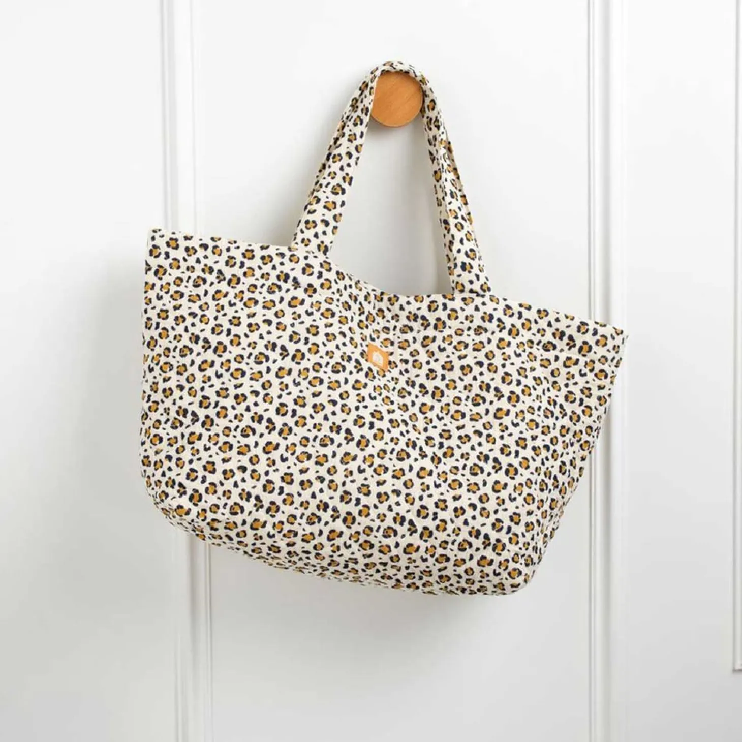 Sauthon Sac Cabas Léopard Ecru/Noir/Caramel