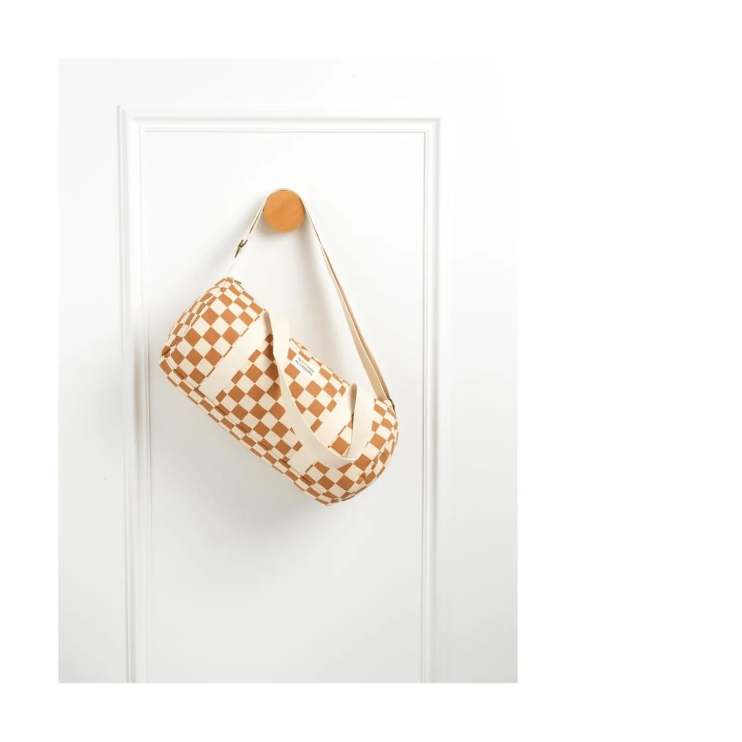Sauthon Sac Polochon Enfant Damier Petit Chou Ecru/Caramel
