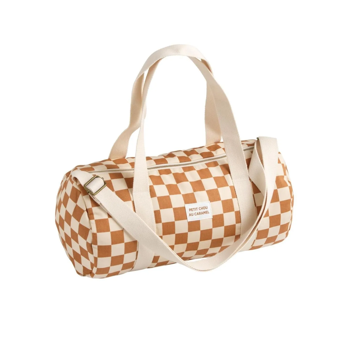 Sauthon Sac Polochon Enfant Damier Petit Chou Ecru/Caramel