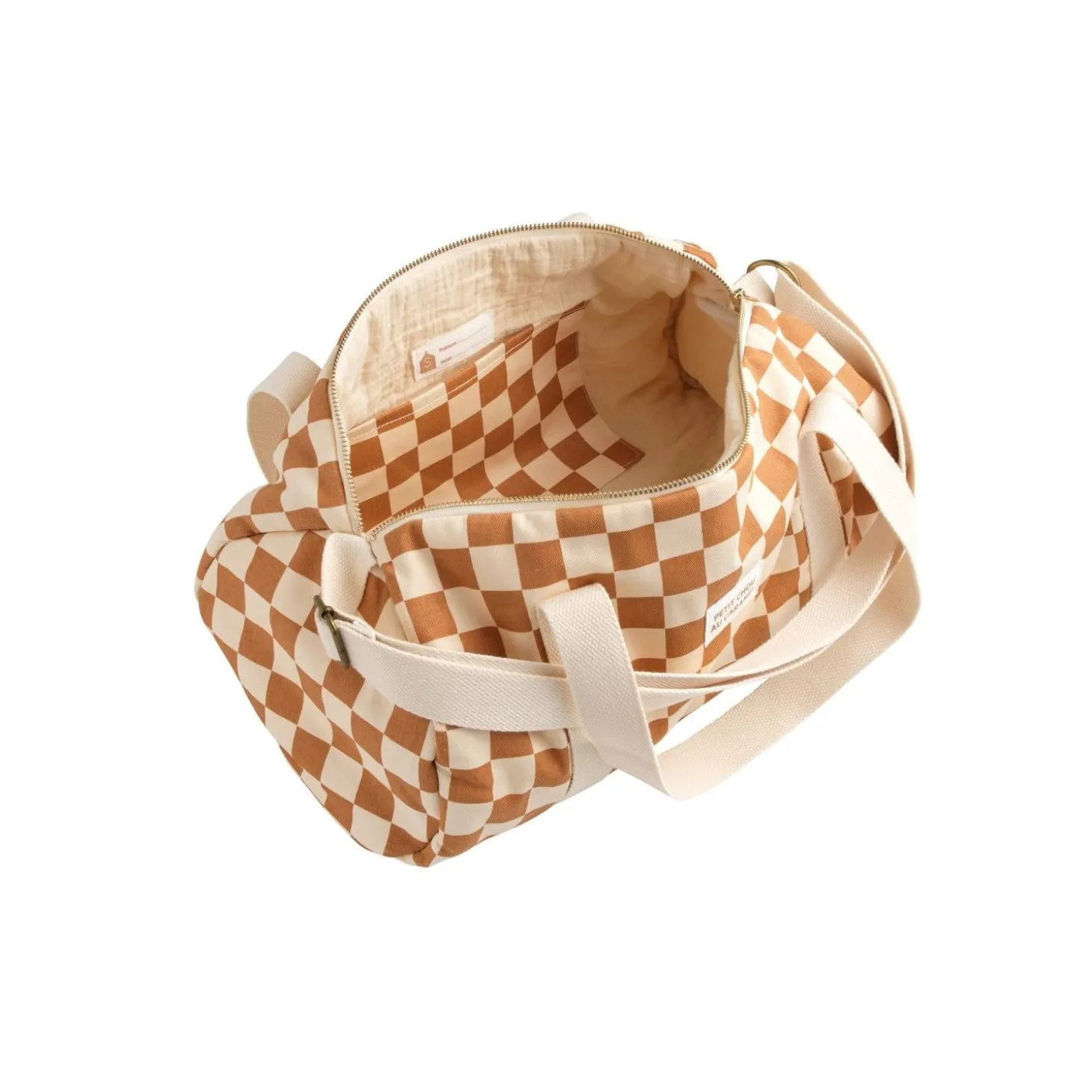 Sauthon Sac Polochon Enfant Damier Petit Chou Ecru/Caramel