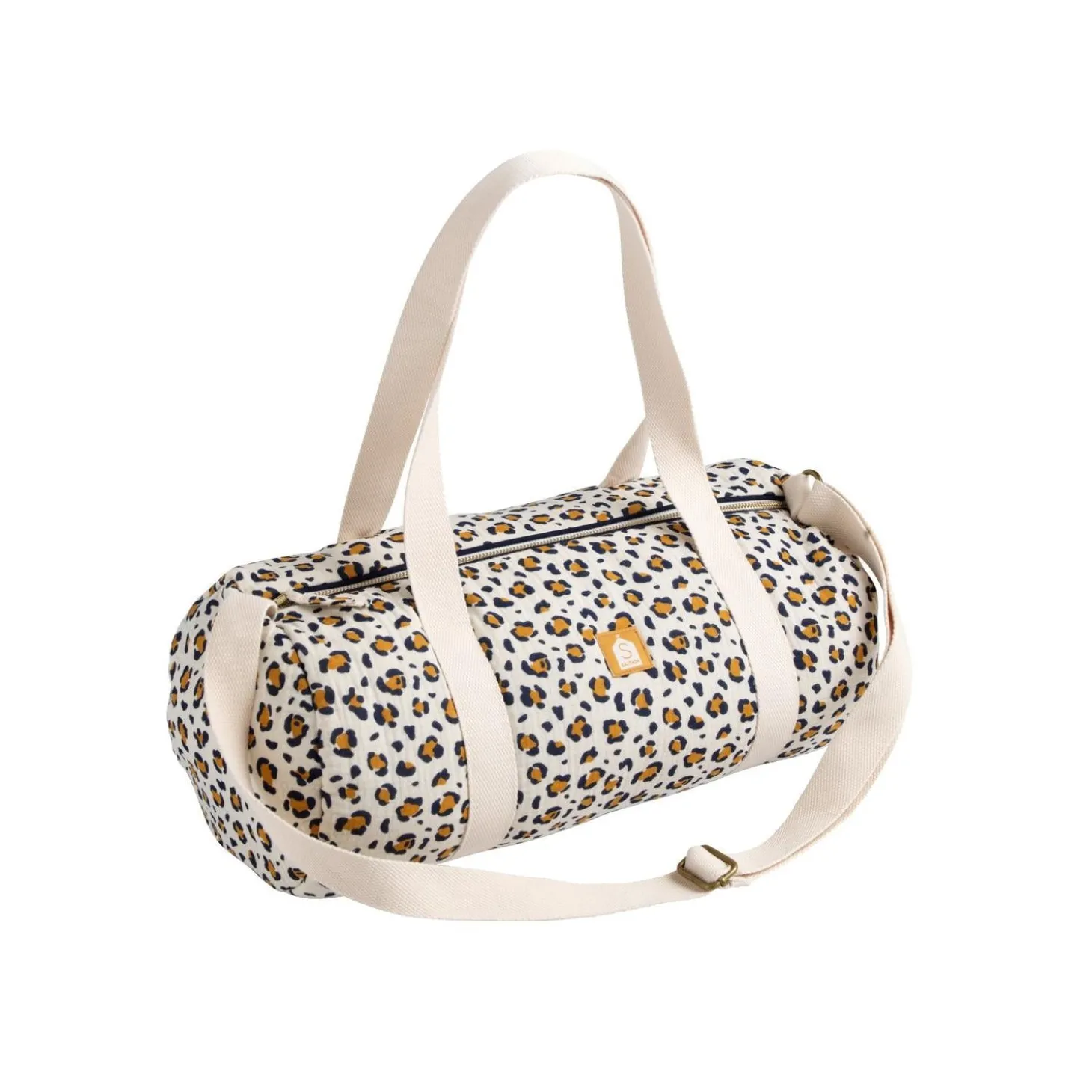 Sauthon Sac Polochon Enfant Leopard Ecru/Noir/Caramel