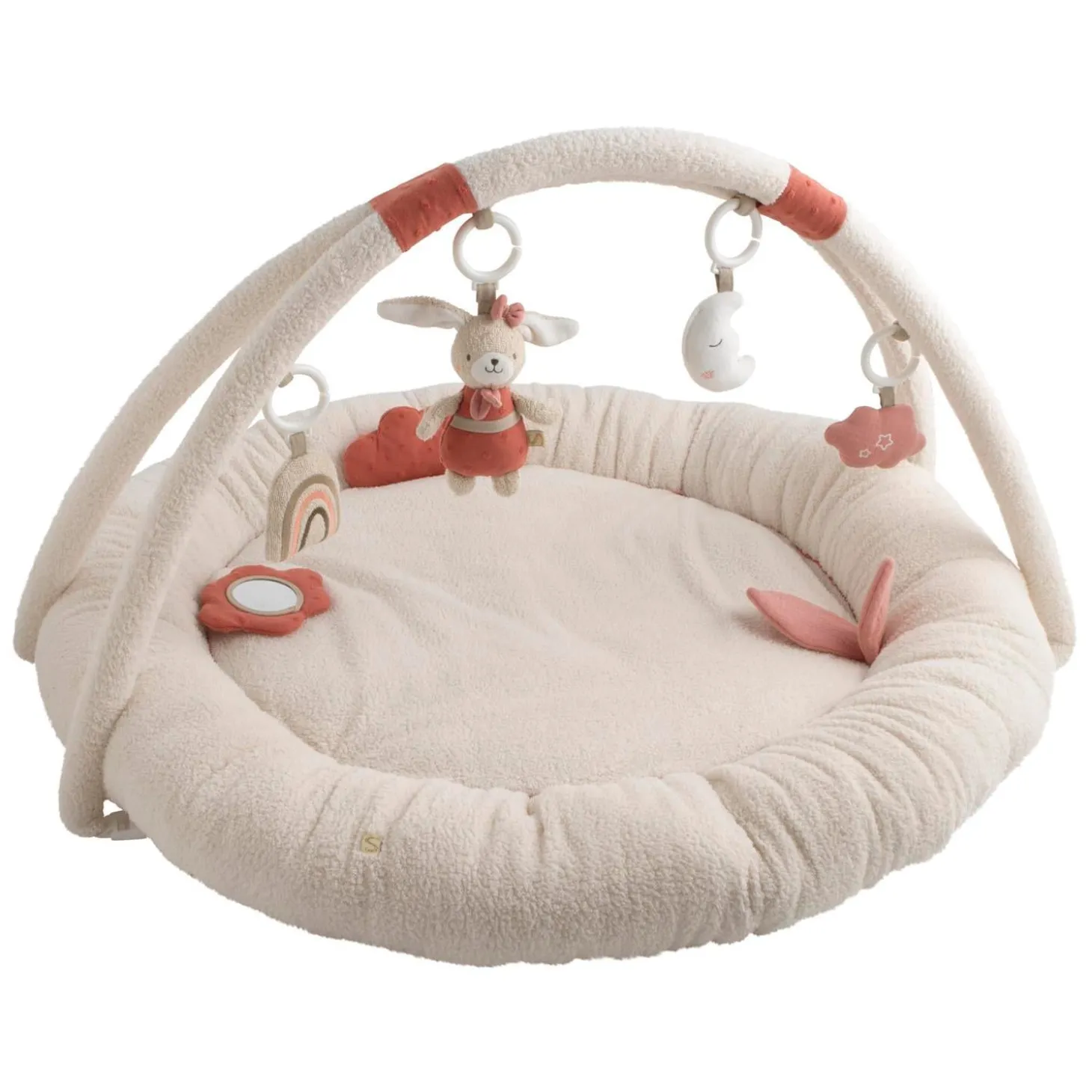 Sauthon Tapis d'éveil Petit Coeur Beige Chiné/Rose Poudré