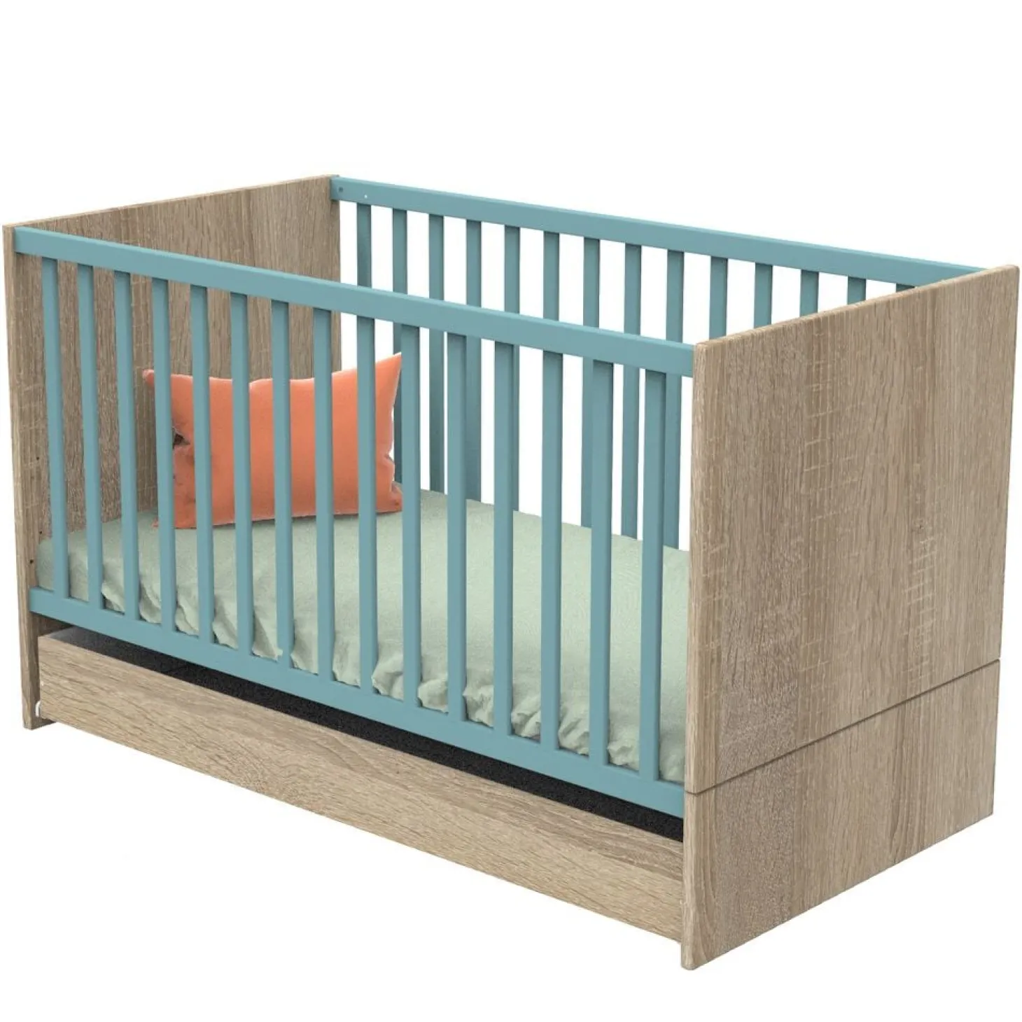 Sauthon Tiroir Little big bed Nova Chêne Doré - Blanc 70x140 cm