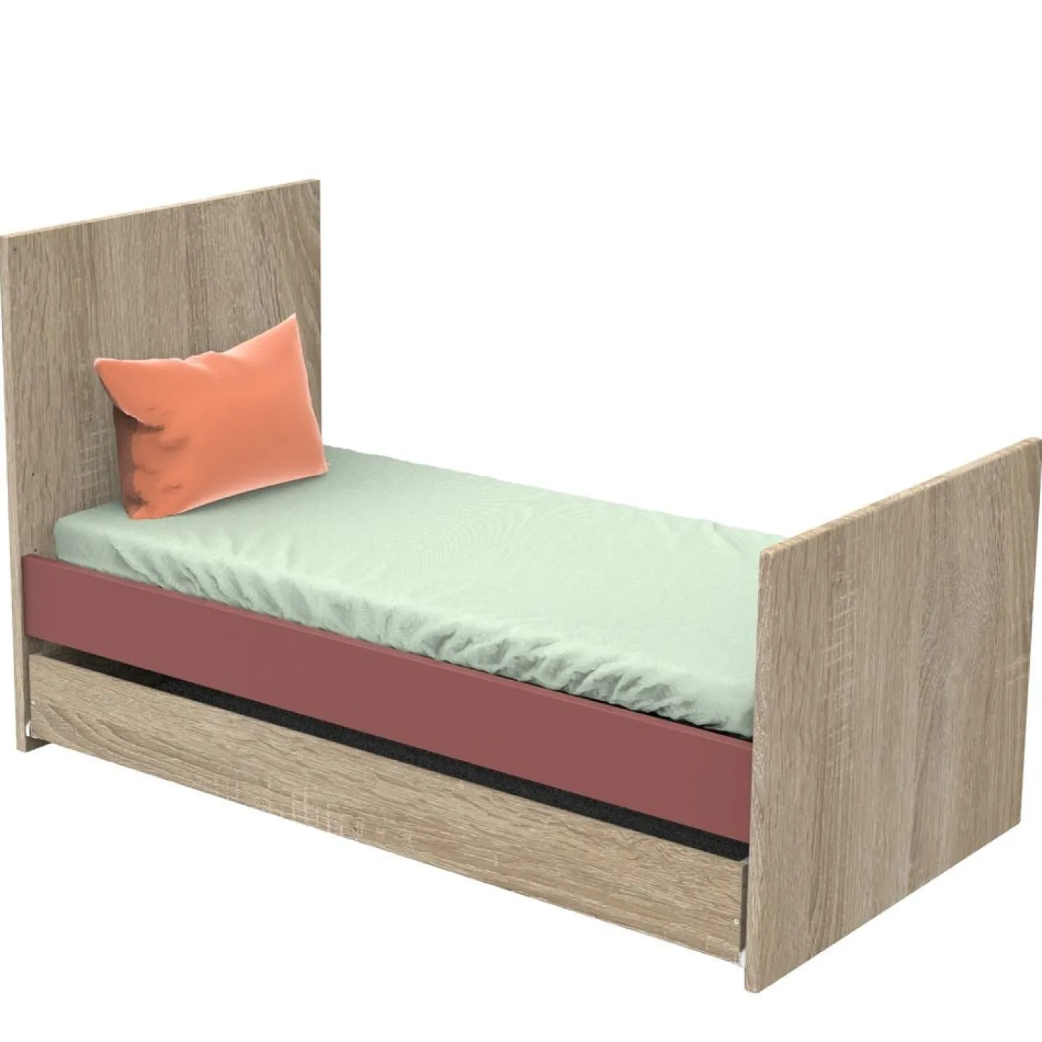 Sauthon Tiroir Little big bed Nova Chêne Doré - Blanc 70x140 cm