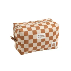 Sauthon                    Trousse de Toilette Damier Petit Chou    Ecru/Caramel