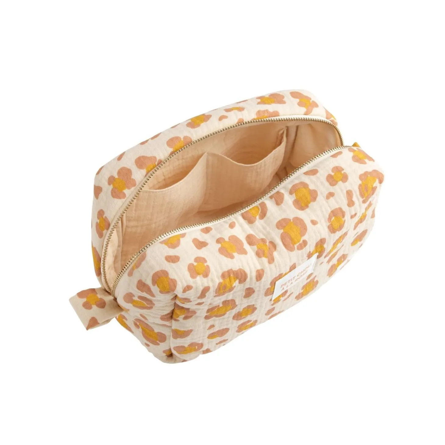 Sauthon Trousse de Toilette Motif Léopard Petit Chou Ecru/Caramel/Vieux Rose