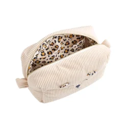 Sauthon                    Trousse de Toilette Velours Léopard    Ecru/Noir/Caramel