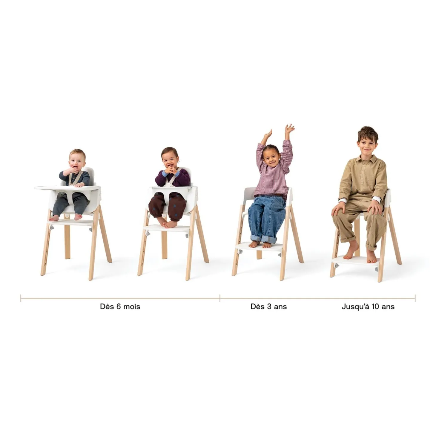 Stokke Chaise haute Steps Blanc et bois clair