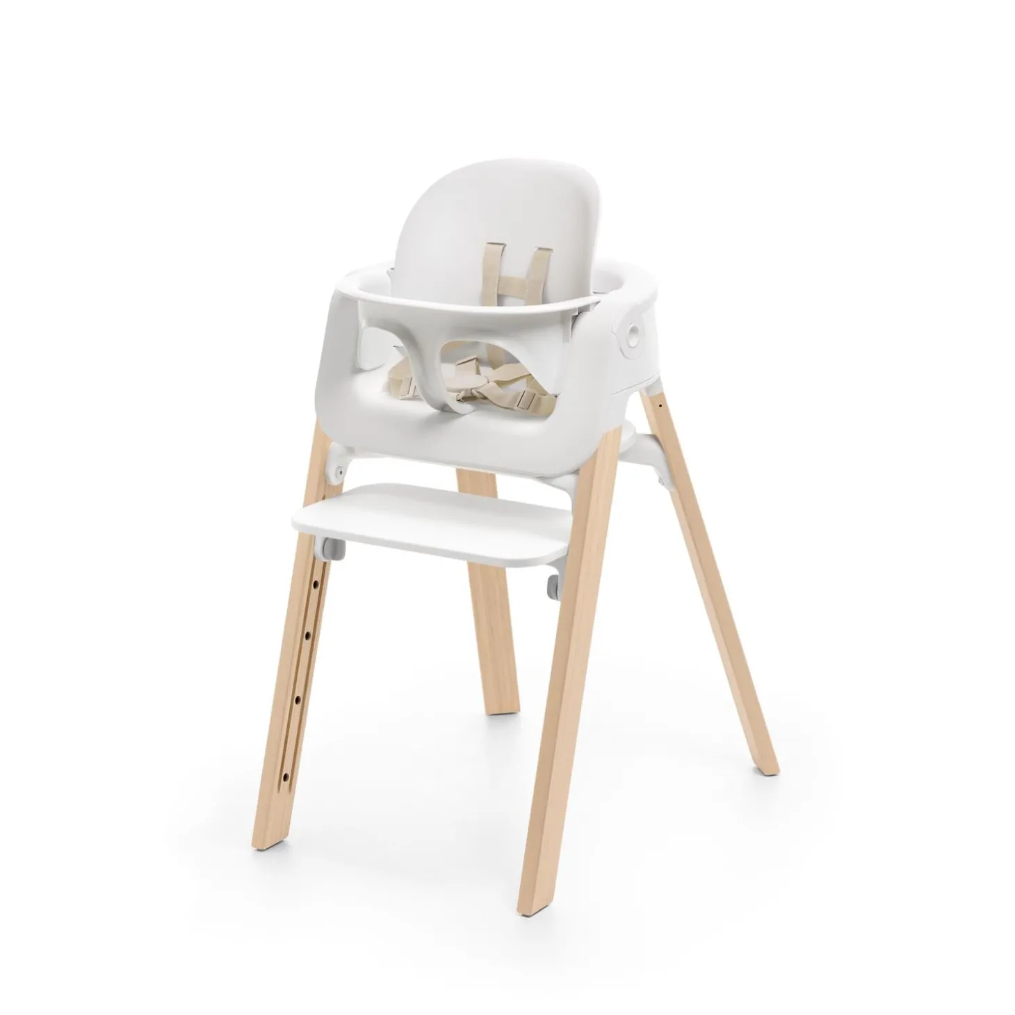 Stokke Chaise haute Steps Blanc et bois clair