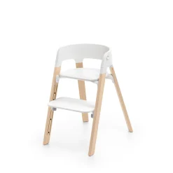 Stokke Chaise haute Steps Blanc et bois clair