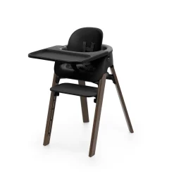 Stokke Chaise haute Steps Noir et Bois foncé