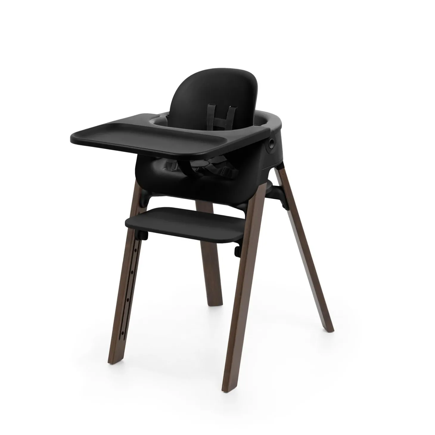 Stokke Chaise haute Steps Noir et Bois foncé