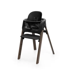 Stokke Chaise haute Steps Noir et Bois foncé
