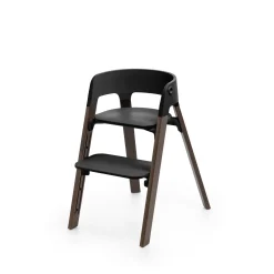 Stokke Chaise haute Steps Noir et Bois foncé