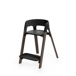 Stokke Chaise haute Steps Noir et Bois foncé