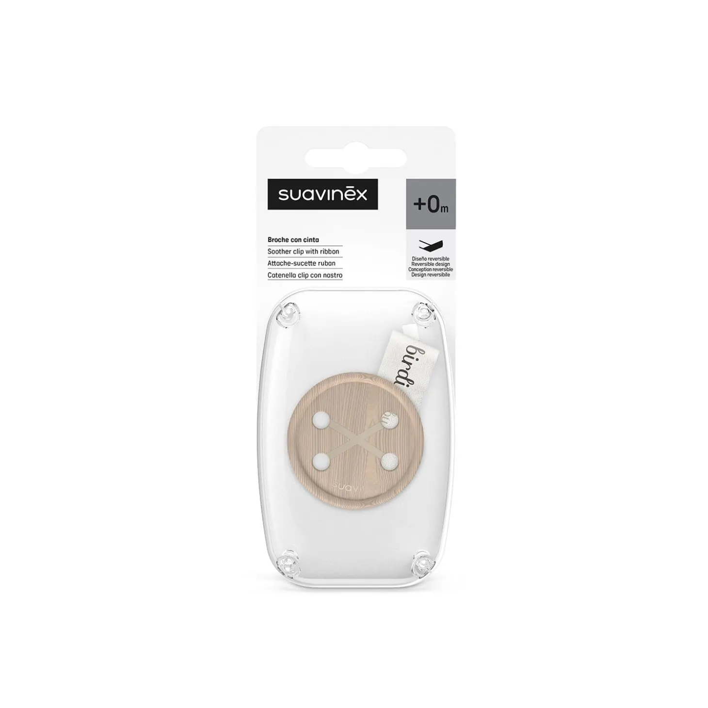 Suavinex Attache-Sucette Ruban Birdies Beige