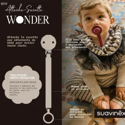 Suavinex                    Attache sucette silicone Wonder    Gray Cloud