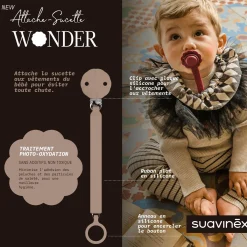 Suavinex Attache sucette silicone Wonder Raw Umber