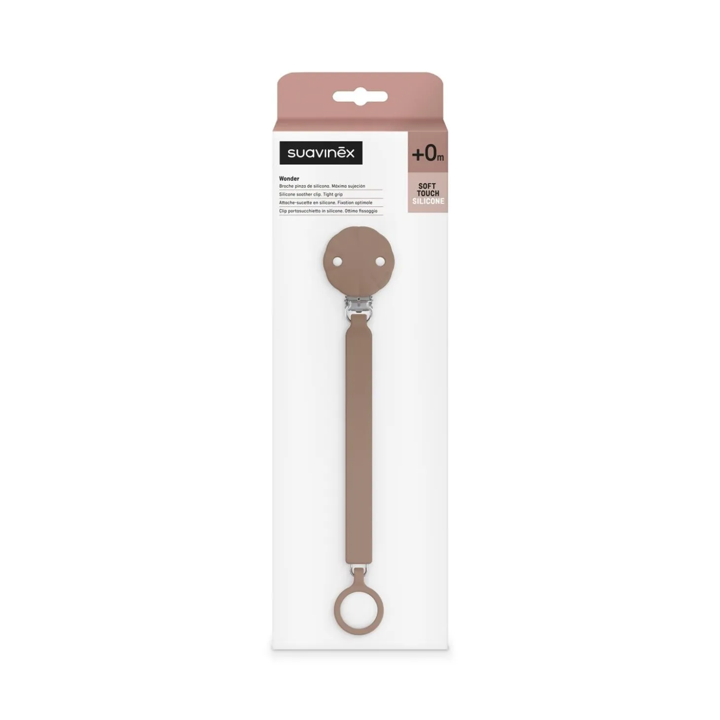 Suavinex Attache sucette silicone Wonder Raw Umber