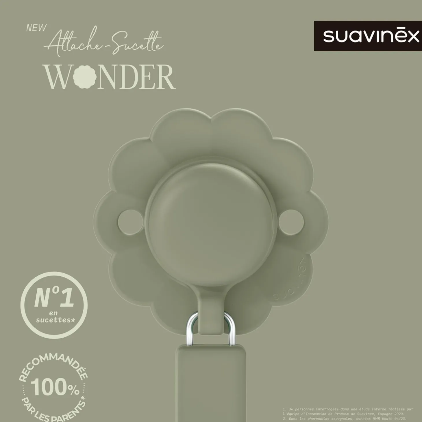 Suavinex Attache sucette silicone Wonder Hedge Green