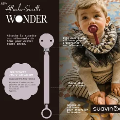 Suavinex Attache sucette silicone Wonder Mist Lavande