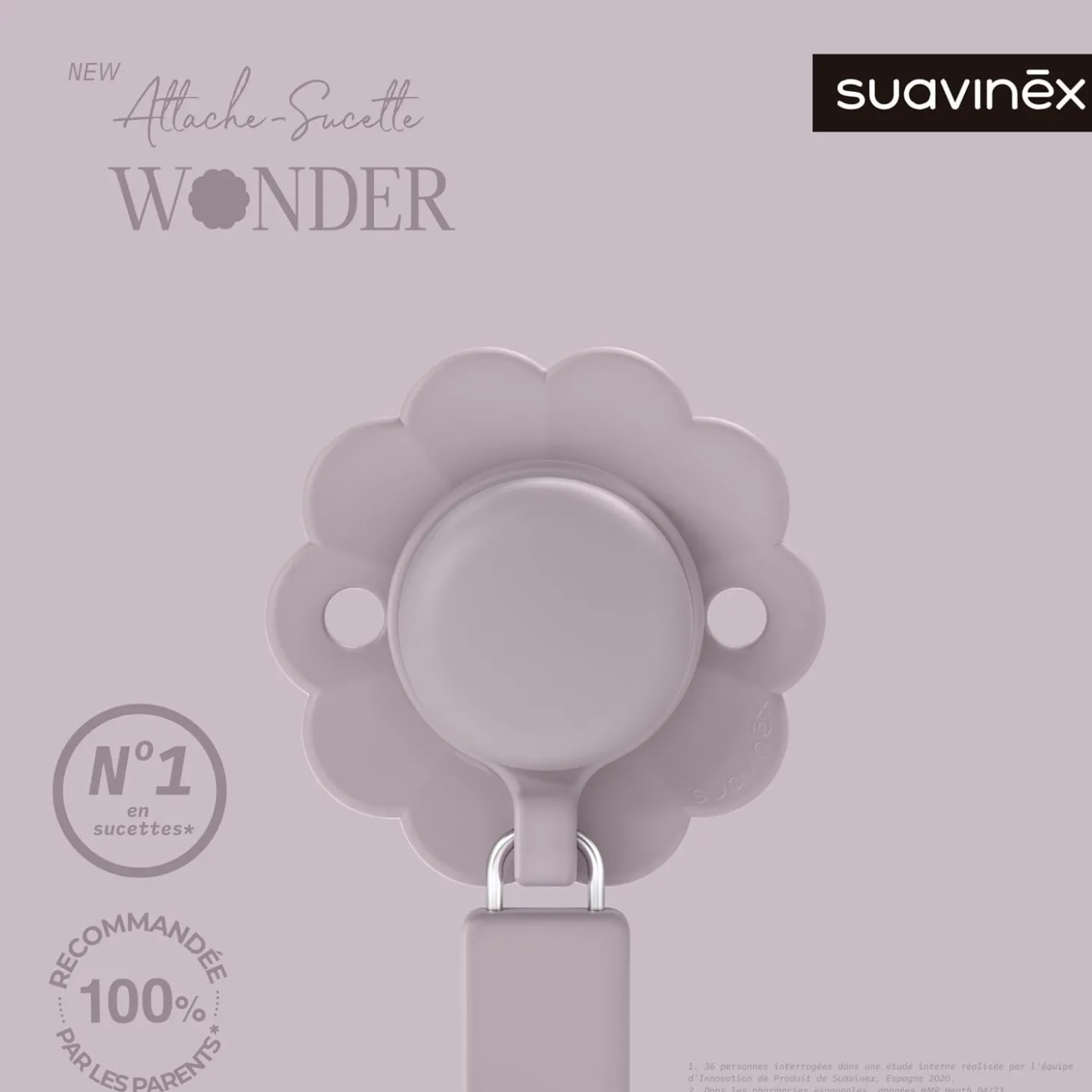 Suavinex Attache sucette silicone Wonder Mist Lavande