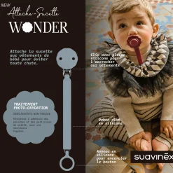 Suavinex                    Attache sucette silicone Wonder    Spring Lake