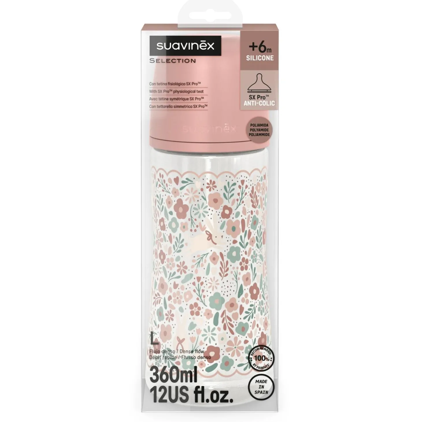 Suavinex Biberon Tetine Sxpro L Wonderland Liberty Rose 360 ml