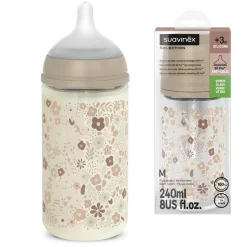 Suavinex                    Biberon Verre Tetine Sxpro M Wonderland Lapins    Beige            240 ml