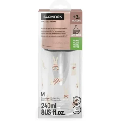 Suavinex                    Biberon Verre Tetine Sxpro M Wonderland Lapins    Rose            240 ml