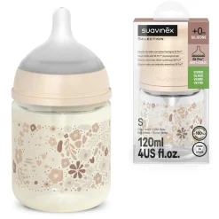 Suavinex Biberon Verre Tetine Sxpro S Wonderland Lapins Beige 120 ml