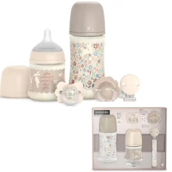 Suavinex Coffret biberon Welcome Baby Set Wonderland Beige