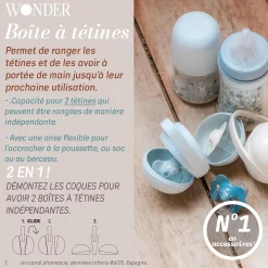 Suavinex Porte Sucette Duo Wonderland Lapin Bleu