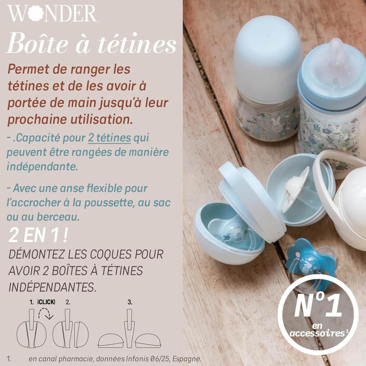 Suavinex Porte Sucette Duo Wonderland Lapin Bleu