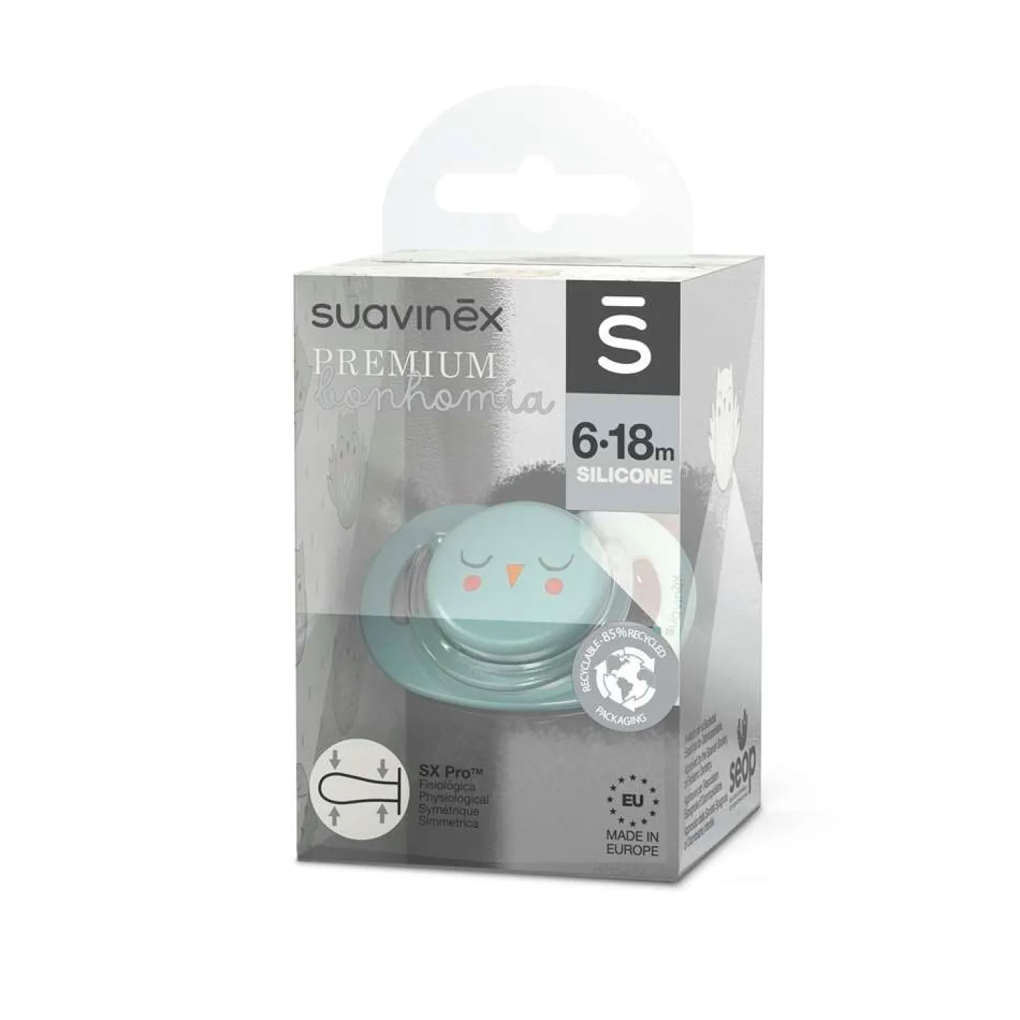 Suavinex Sucette symétrique Bonhomia Sxpro Vert 6-18 mois