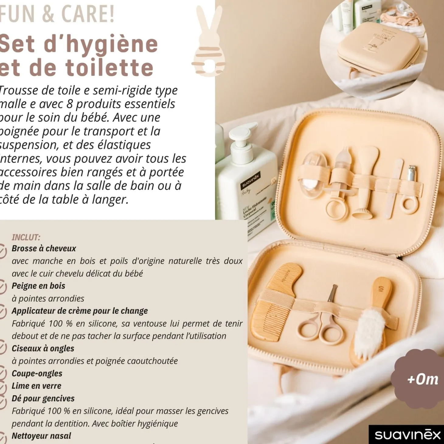 Suavinex Trousse de Soin et de Toilette 8 Accessoires Wonderland Beige