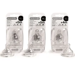 Suavinex                    2 tétines bout rond silicone débit lent 0+