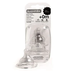 Suavinex                    2 tétines bout rond silicone débit lent 0+