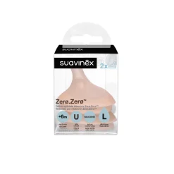 Suavinex 2 tétines pour biberon anti-colique zerø.zerø débit rapide Peau L