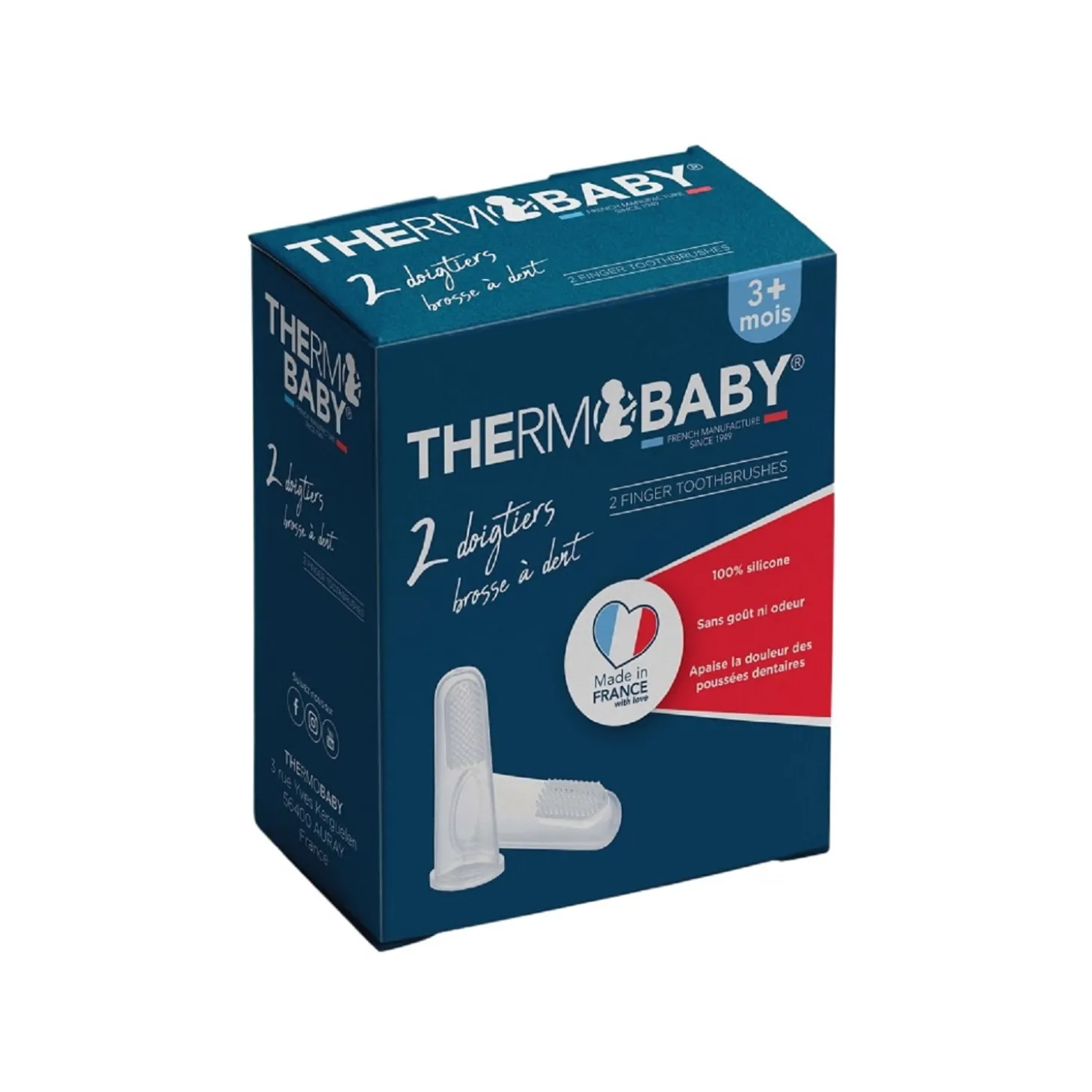 Thermobaby 2 doigtiers brosse à dent silicone