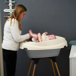 Thermobaby Pack plan à langer et baignoire Vasco Blanc muguet